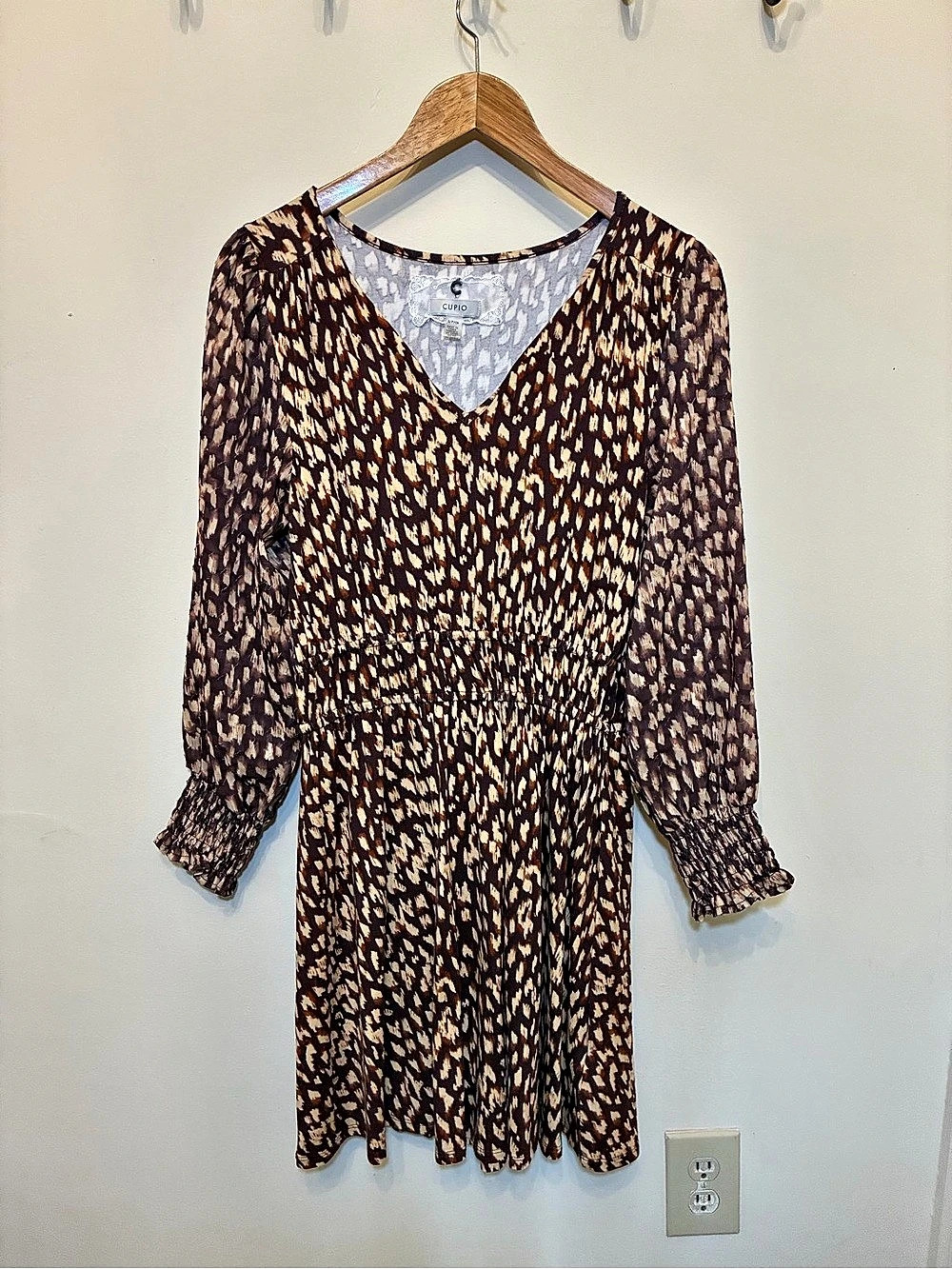 Cupio Animal Print Mini Dress in Brown & Cream Size S Like New